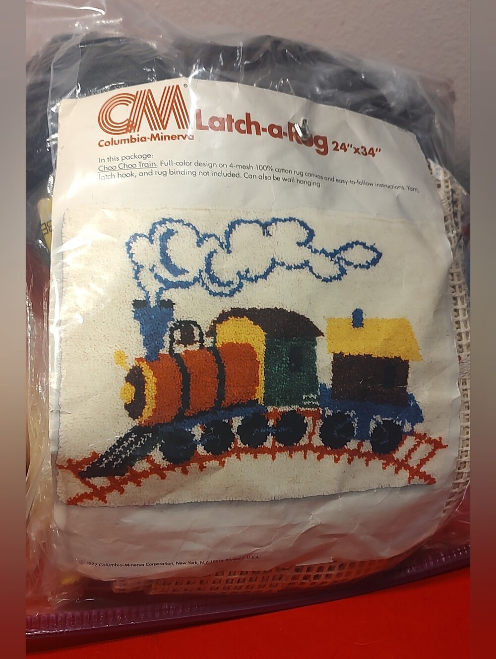 Columbia-Minerva Latch-a-Rug Choo Choo Train Kit 24x34 kids craft DIY latch hook